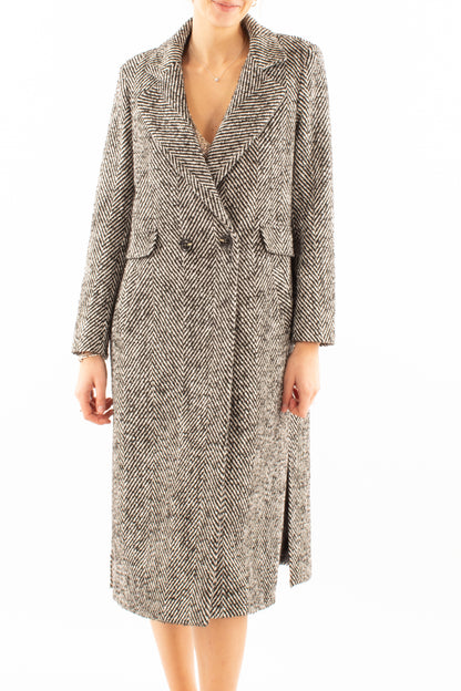 Cappotto lungo spinato Susy mix _Nero