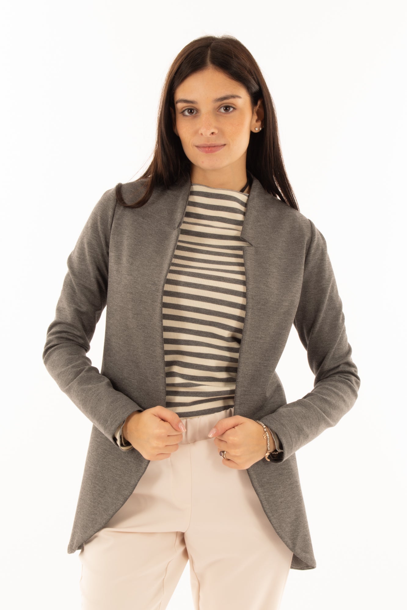 Giacca aperta Susy mix - Grigio