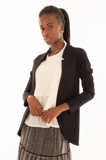 Giacca aperta Susy mix - Nero