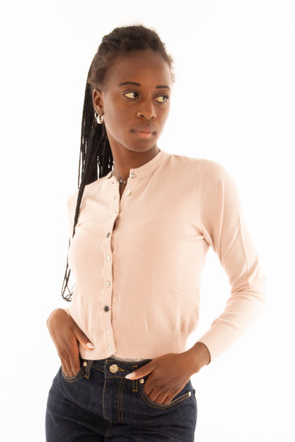 Cardigan girocollo bottoni diversi Susy mix - Rosa