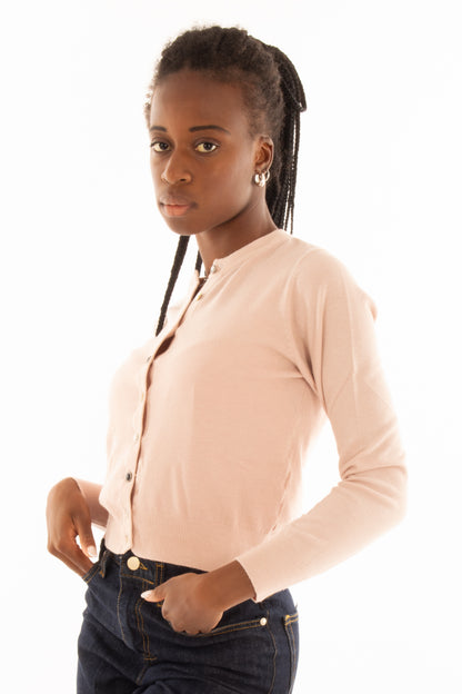 Cardigan girocollo bottoni diversi Susy mix - Rosa