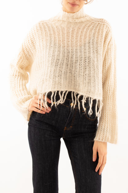 Maglione con frange misto mohair SuSy mix - Crema