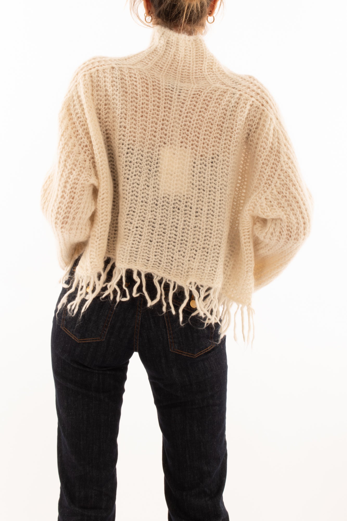 Maglione con frange misto mohair SuSy mix - Crema