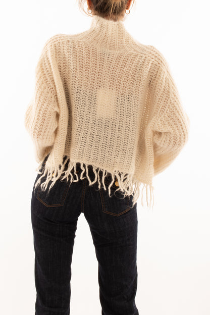 Maglione con frange misto mohair SuSy mix - Crema
