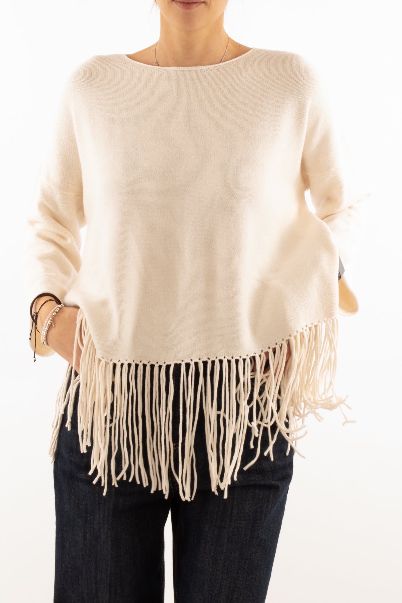 Maglia con frange Susy mix - Crema