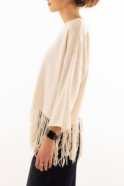 Maglia con frange Susy mix - Crema