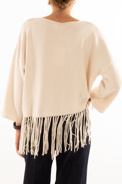 Maglia con frange Susy mix - Crema