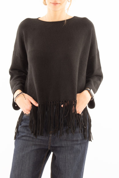Maglia con frange Susy mix - Nero