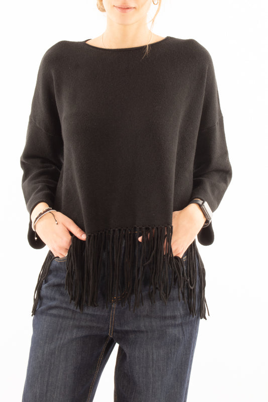 Maglia con frange Susy mix - Nero