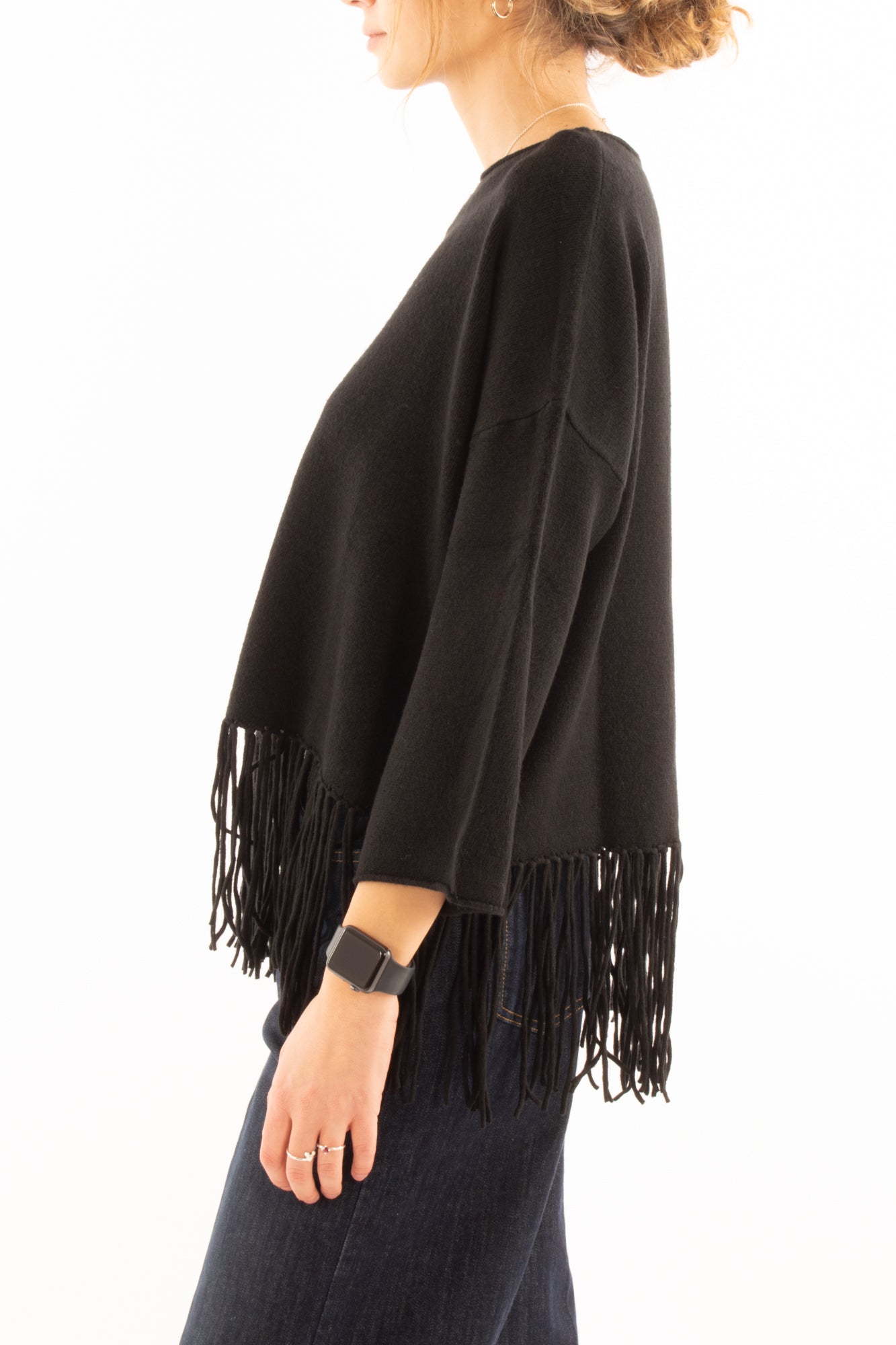 Maglia con frange Susy mix - Nero