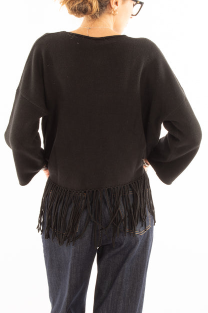 Maglia con frange Susy mix - Nero