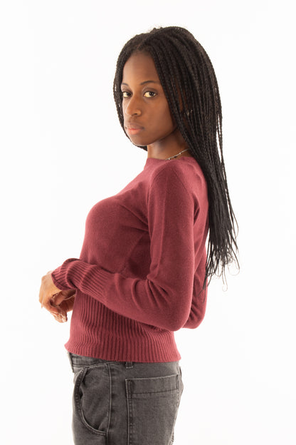 Maglione con fascia a coste Susy mix - Bordeaux