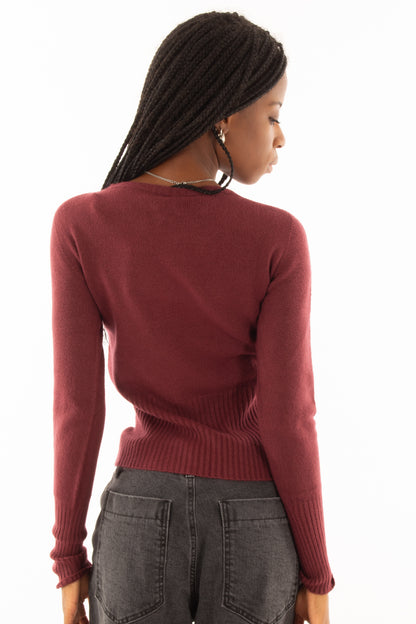 Maglione con fascia a coste Susy mix - Bordeaux