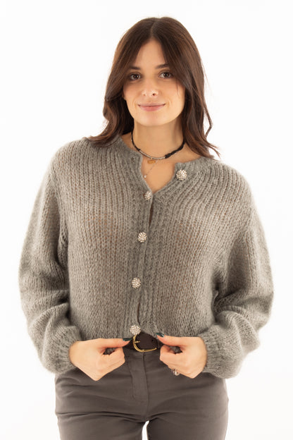 Cardigan misto mohair Susy mix - Grigio