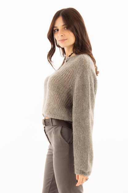 Cardigan misto mohair Susy mix - Grigio