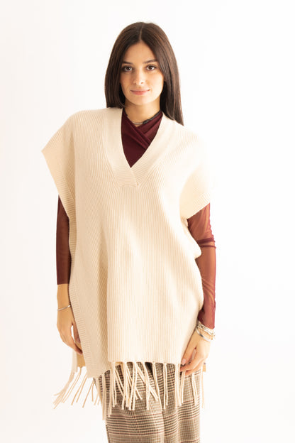 Maglione smanicato Susy mix - Crema