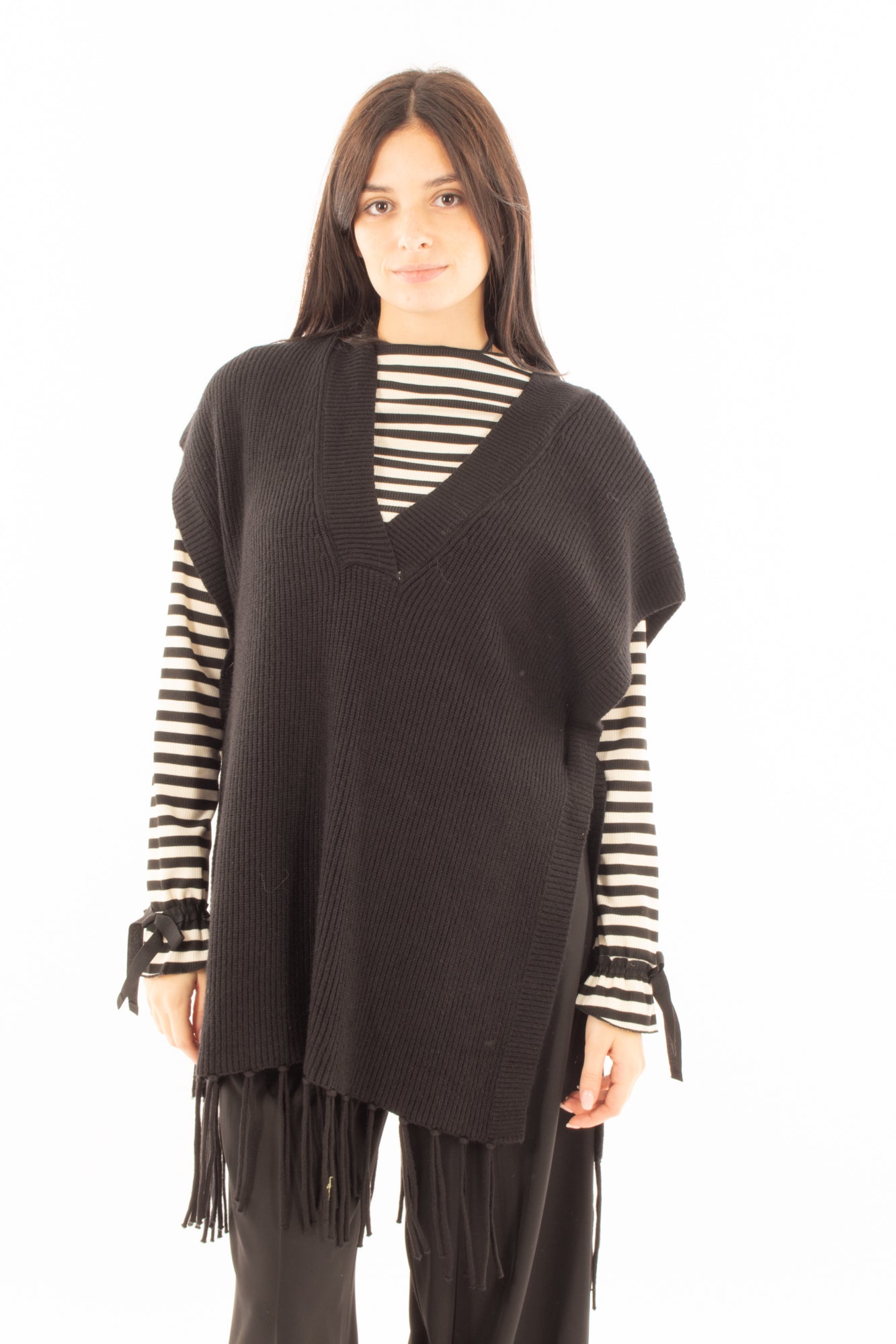 Maglione smanicato Susy mix - Nero