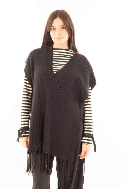 Maglione smanicato Susy mix - Nero