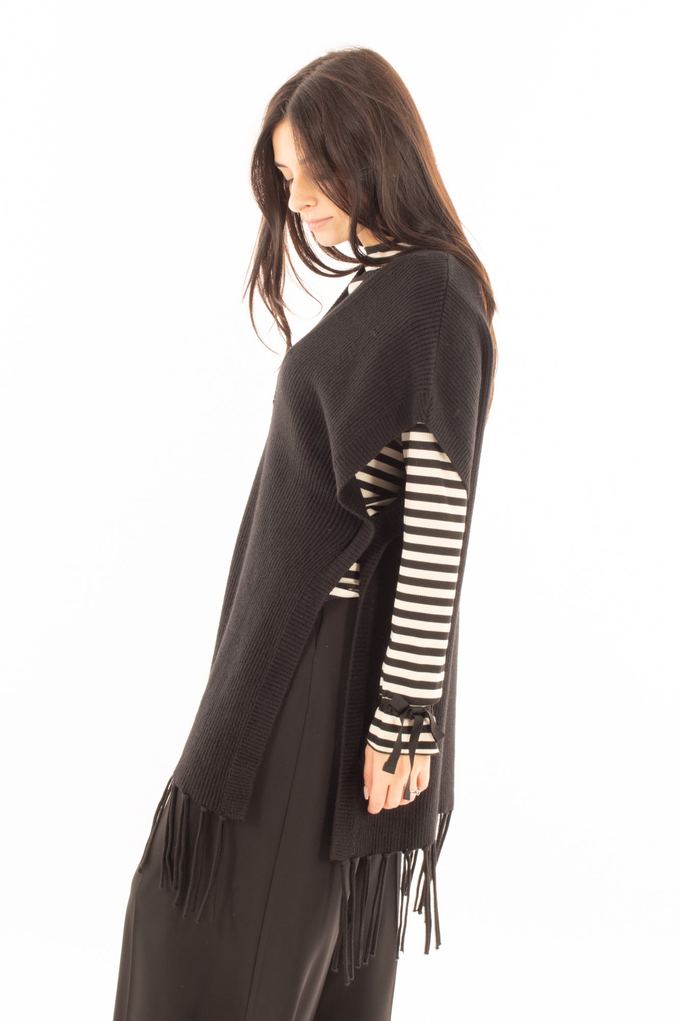 Maglione smanicato Susy mix - Nero