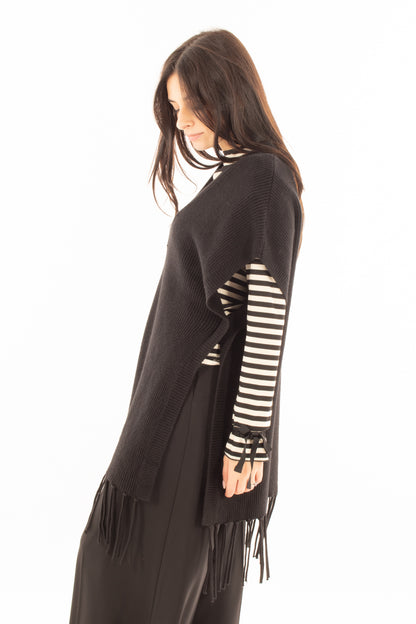 Maglione smanicato Susy mix - Nero