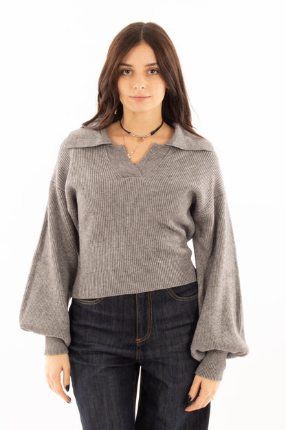 Maglione a v Susy mix - Grigio