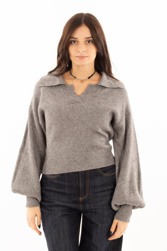 Maglione a v Susy mix - Grigio