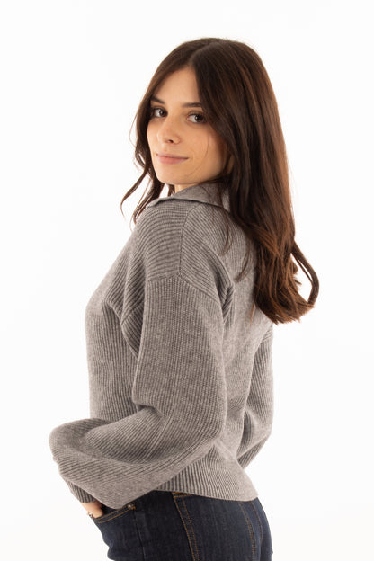 Maglione a v Susy mix - Grigio