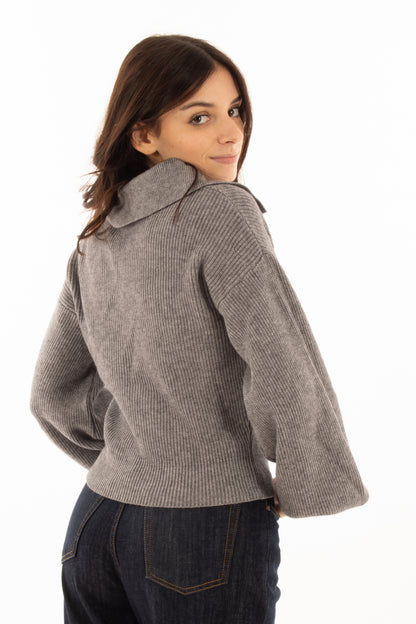 Maglione a v Susy mix - Grigio