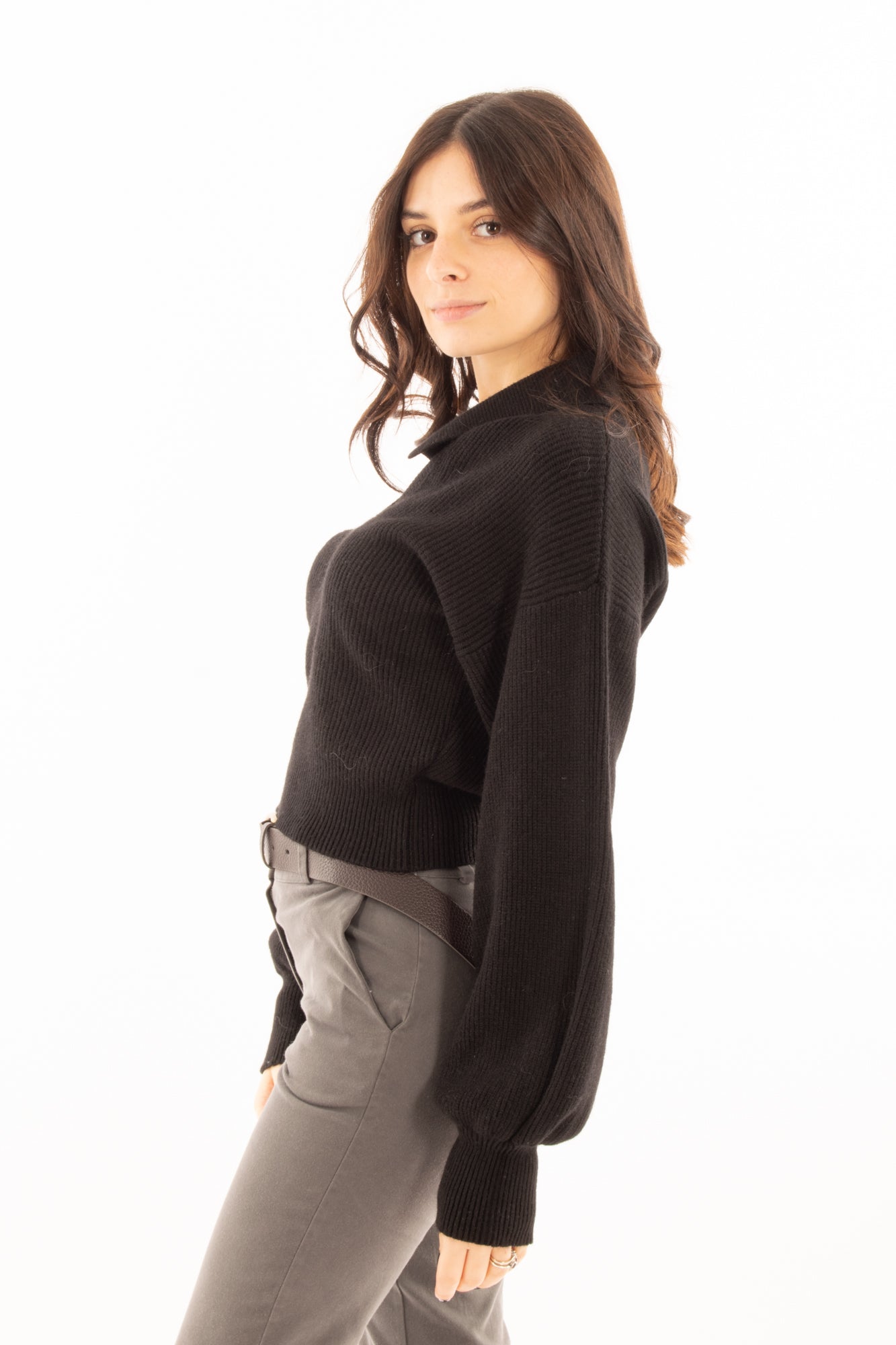 Maglione a v Susy mix - Nero