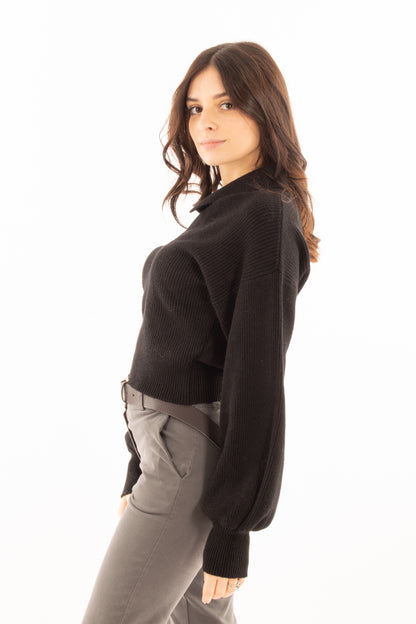 Maglione a v Susy mix - Nero