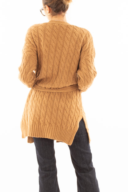 Cardigan aperto con trecce Susy mix - Cammello