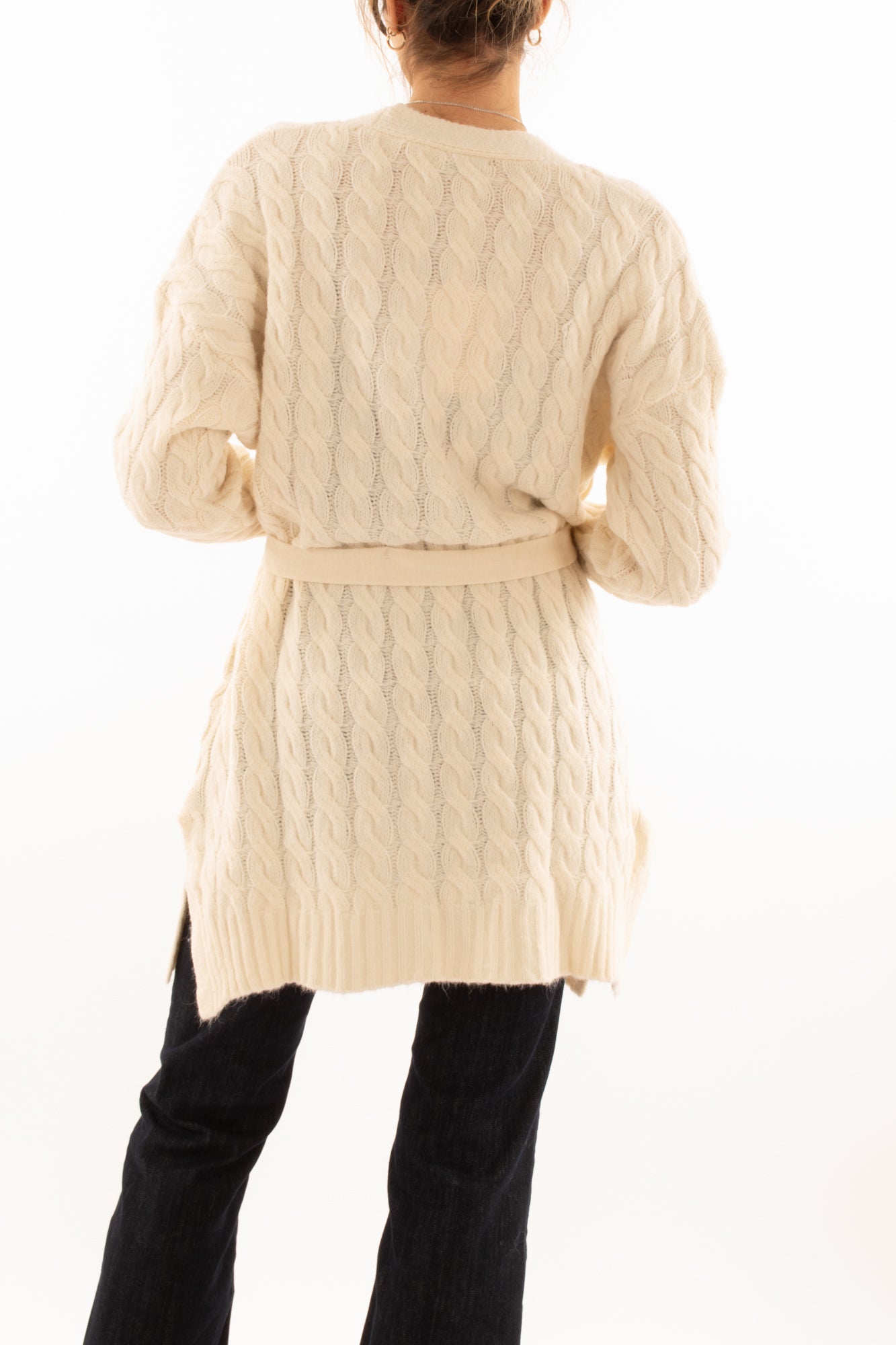 Cardigan aperto con trecce Susy mix - Crema