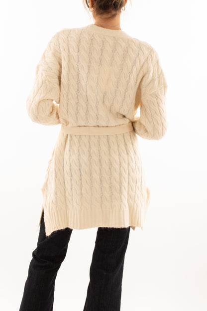 Cardigan aperto con trecce Susy mix - Crema