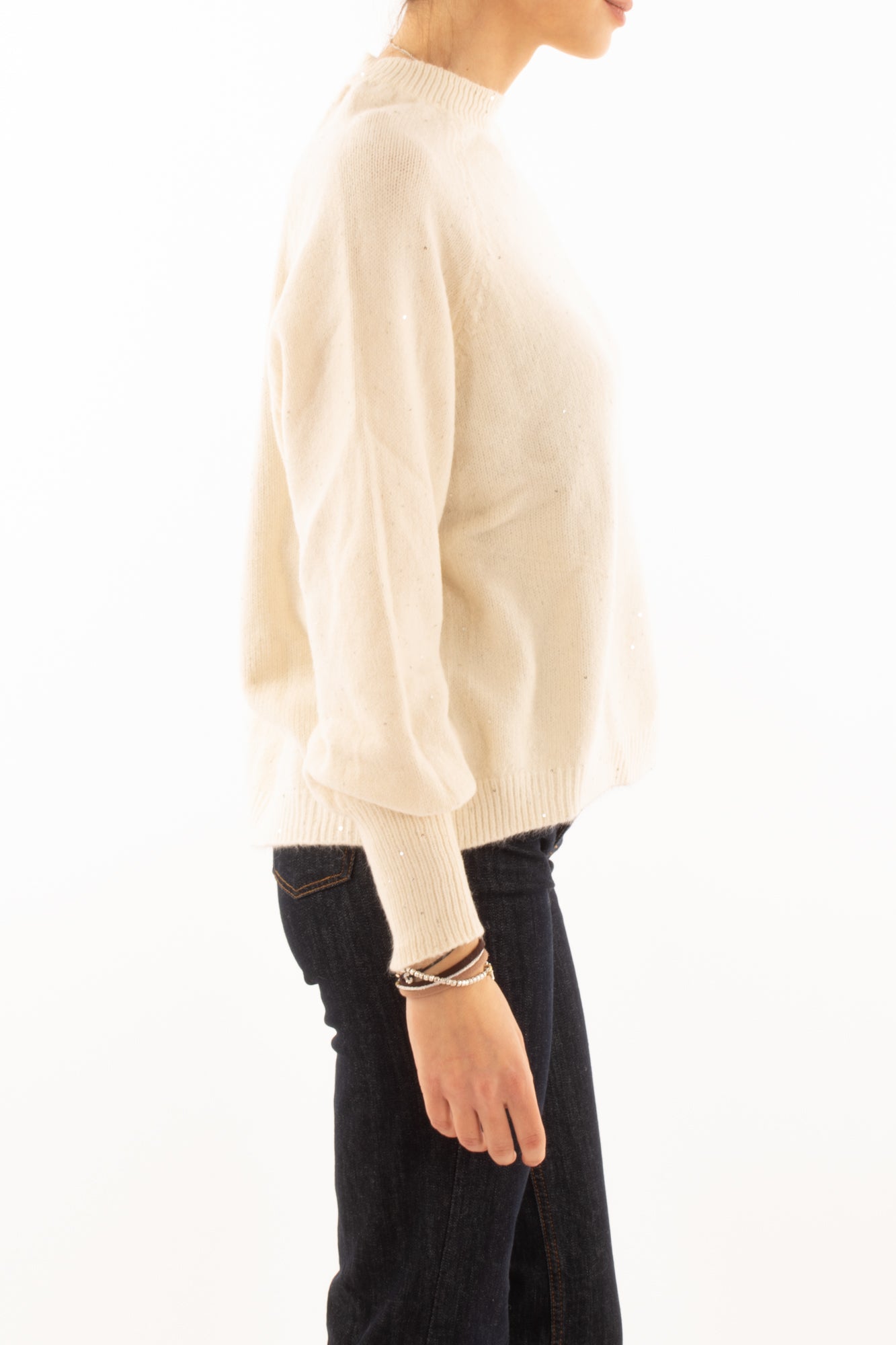 Maglione con paillettes Susy mix - Crema