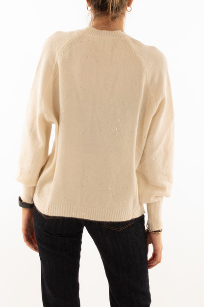 Maglione con paillettes Susy mix - Crema