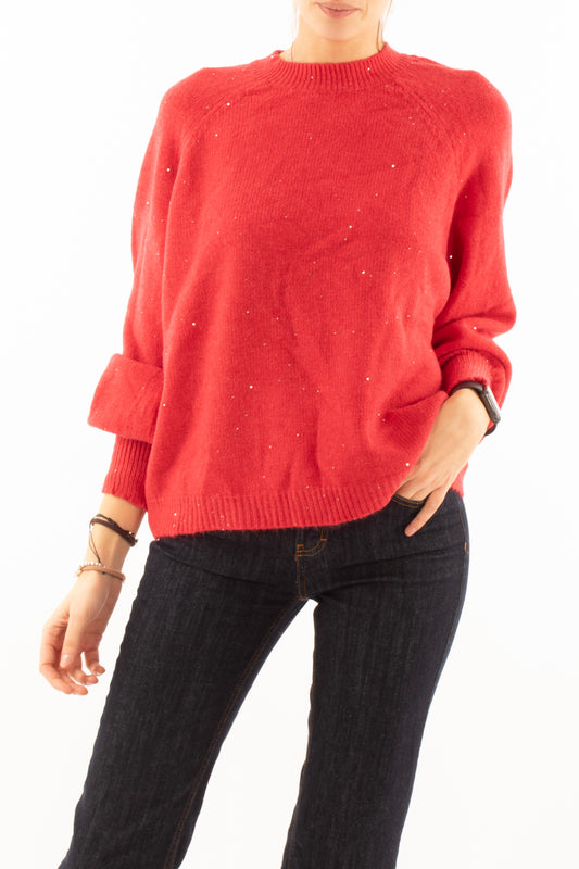 Maglione con paillettes Susy mix - Rosso