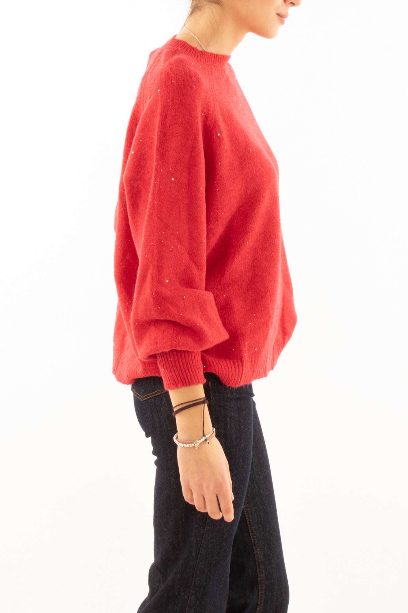 Maglione con paillettes Susy mix - Rosso