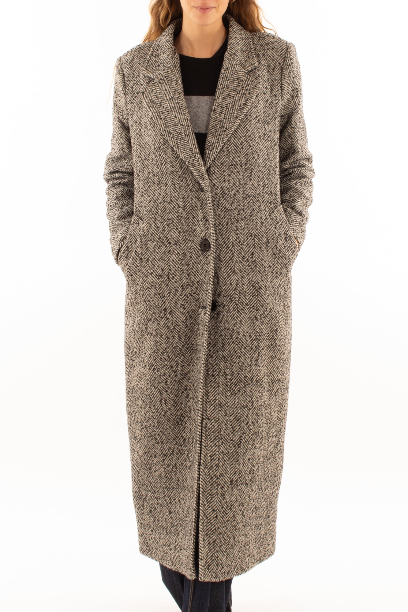 Capotto spinato Susy mix - Nero