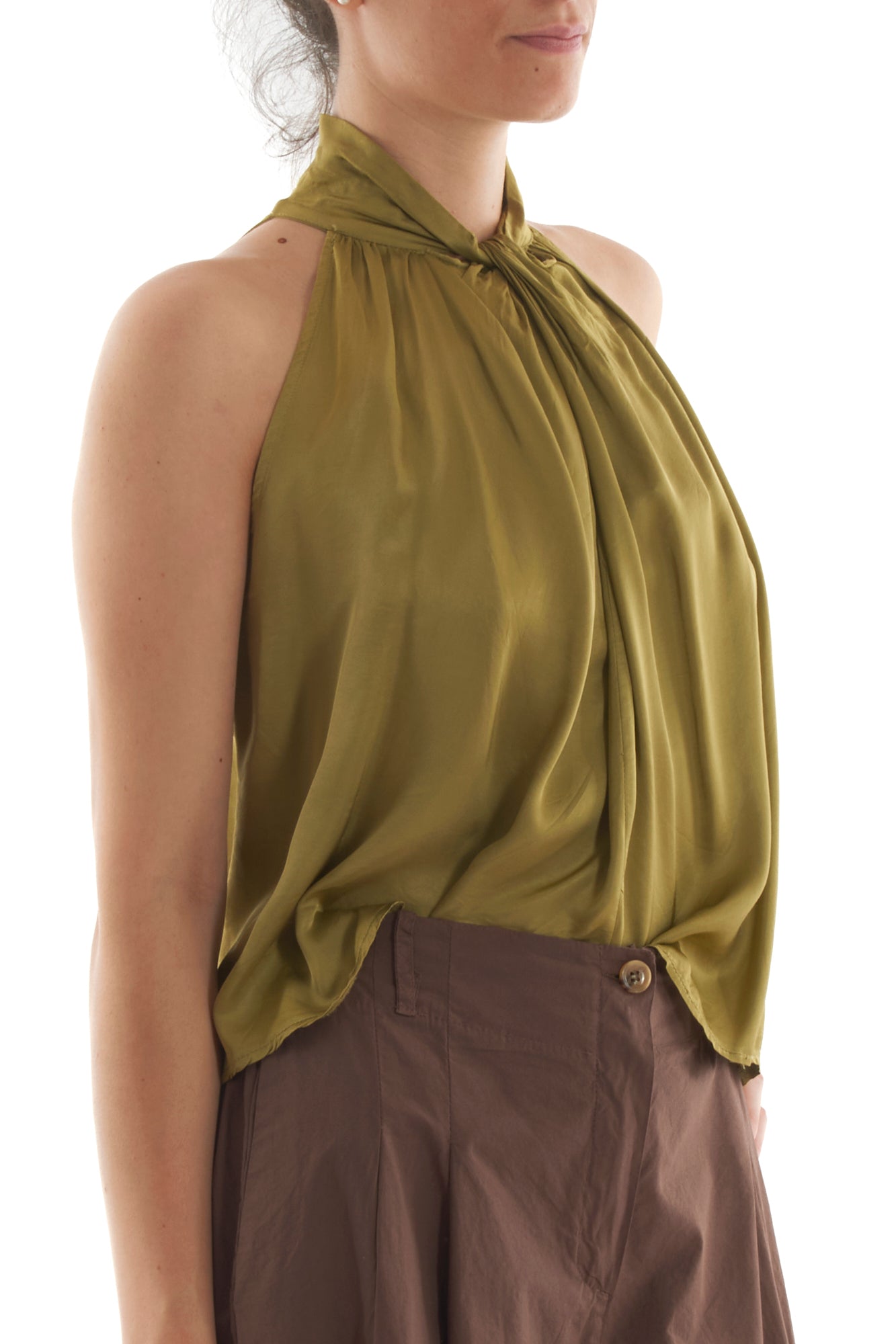 Top smanicato e incrociato da Donna Angela davis - Olio