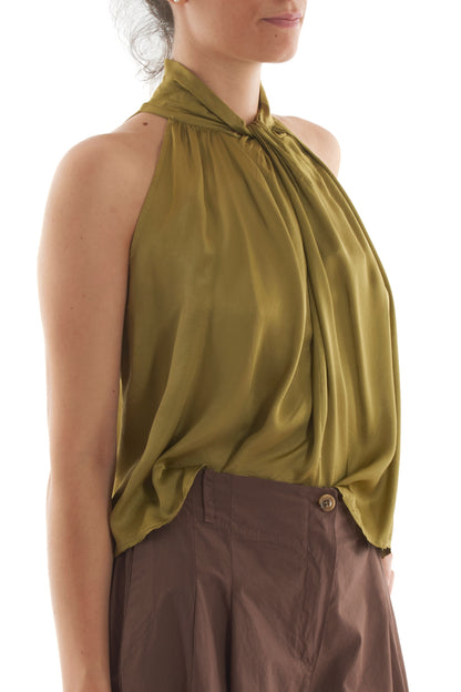 Top smanicato e incrociato da Donna Angela davis - Olio