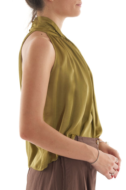 Top smanicato e incrociato da Donna Angela davis - Olio