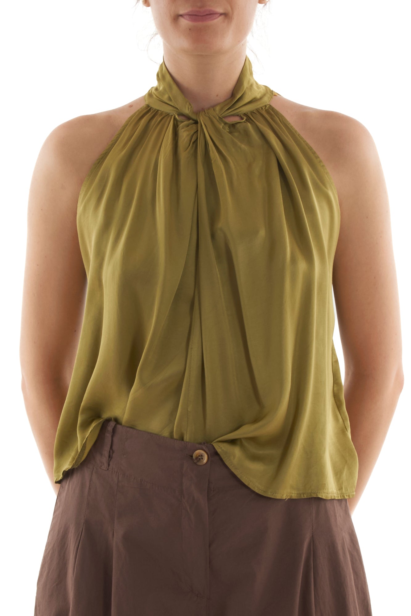 Top smanicato e incrociato da Donna Angela davis - Olio