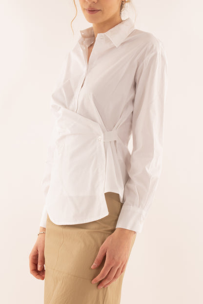 Camicia con allacciatura di lato da Donna Angela davis - Bianco
