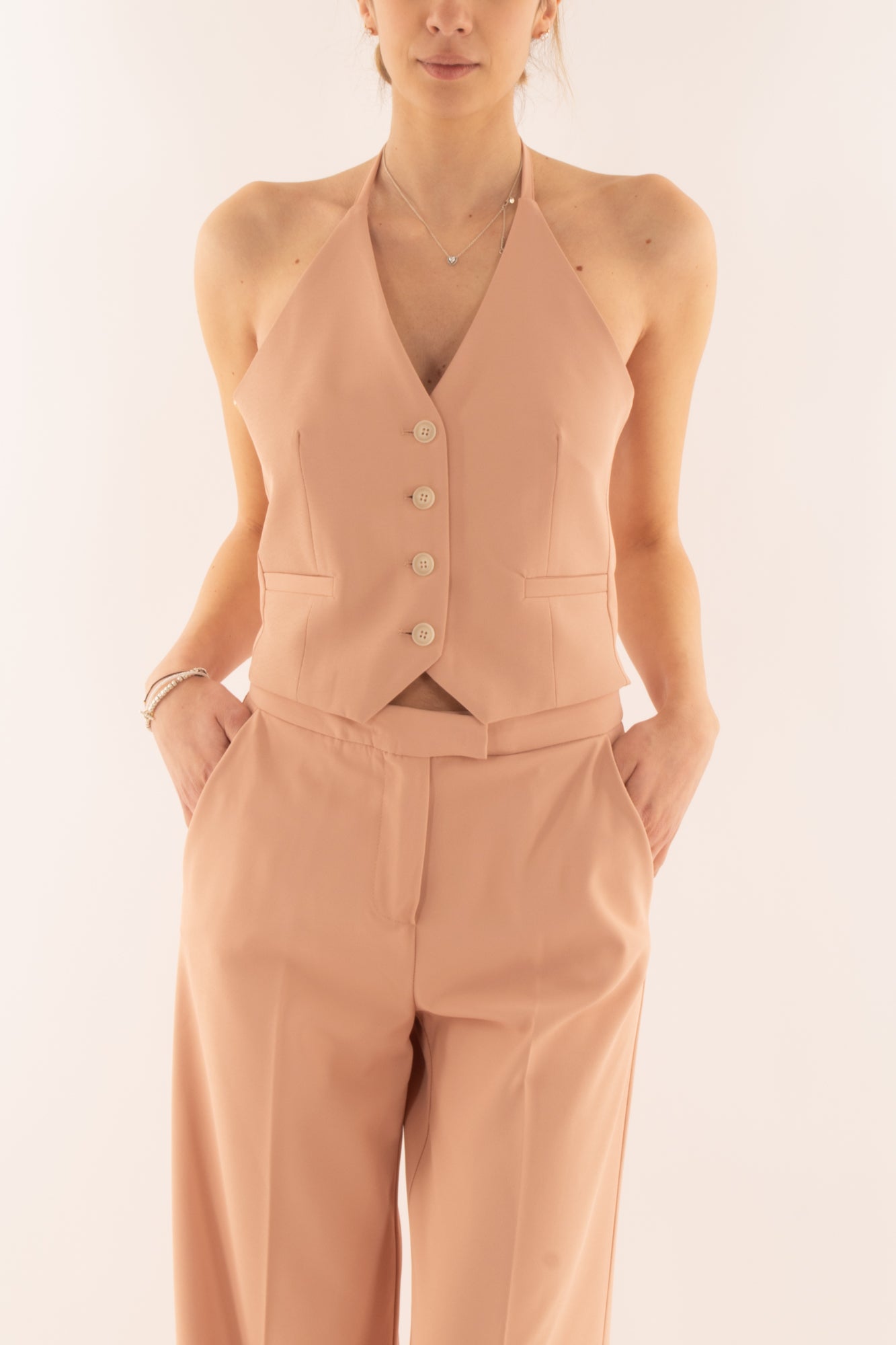 Gilet allacciato al collo da Donna Angela davis - Rosa