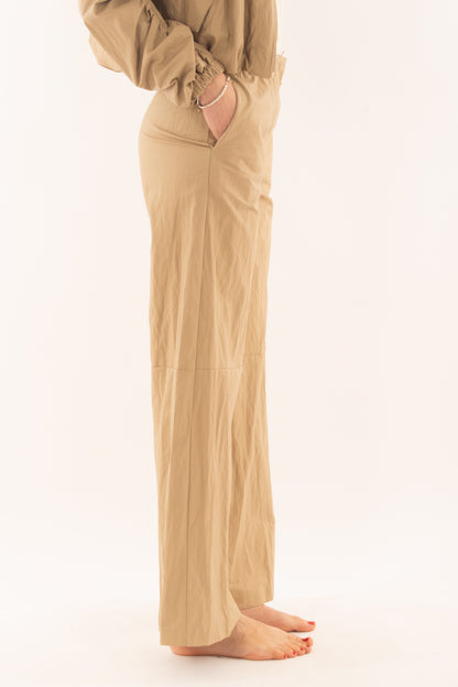 Pantalone in ecopelle a palazzo da Donna Angela davis - Beige