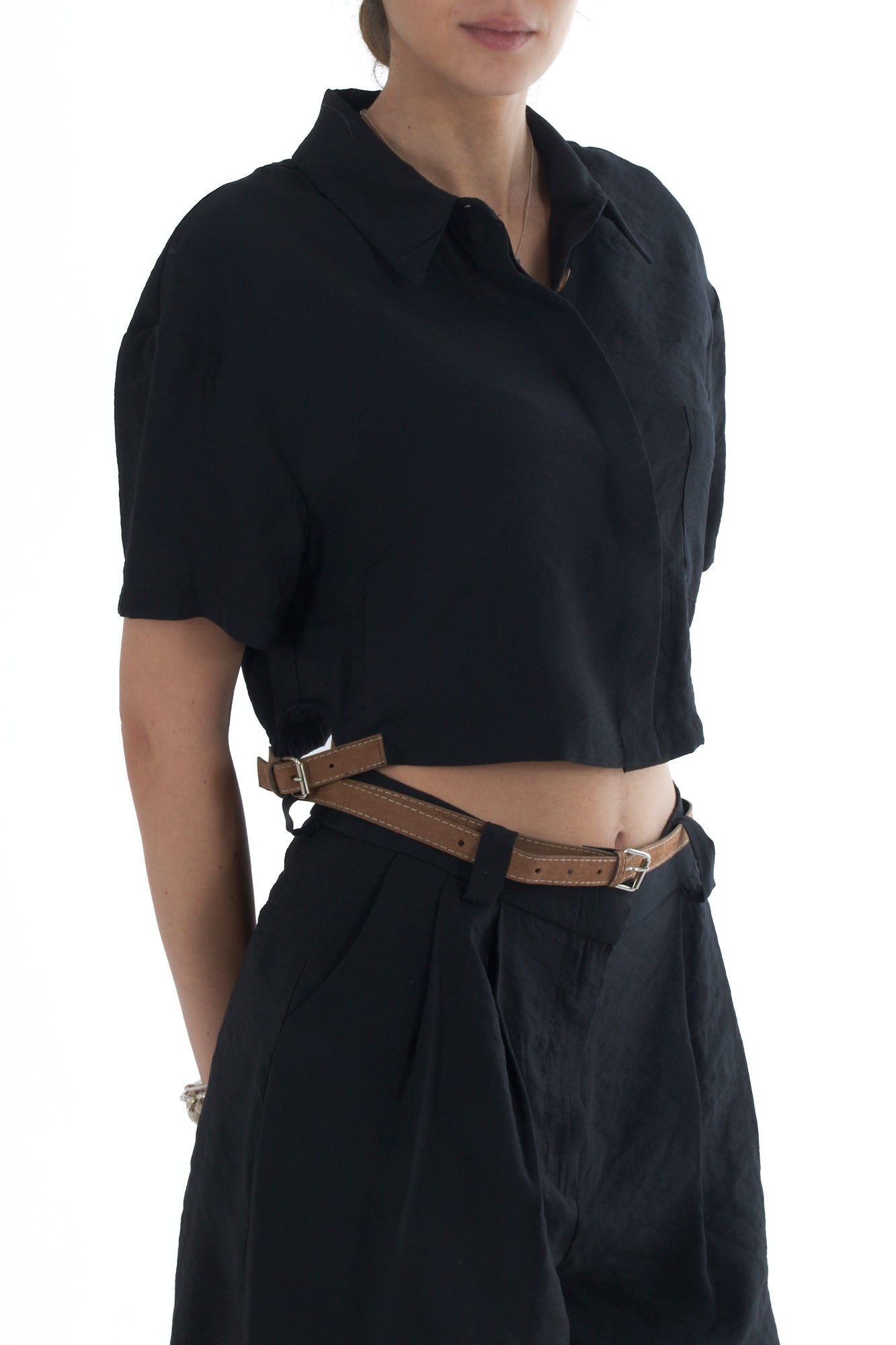 Completo blusa + short da Donna Dixie - Nero