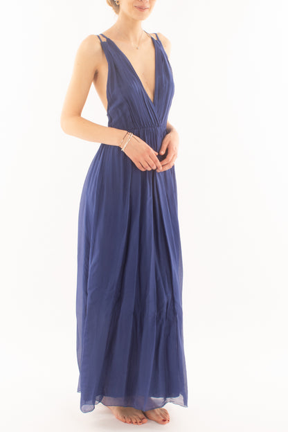 Abito lungo misto seta da Donna Dixie - Blu