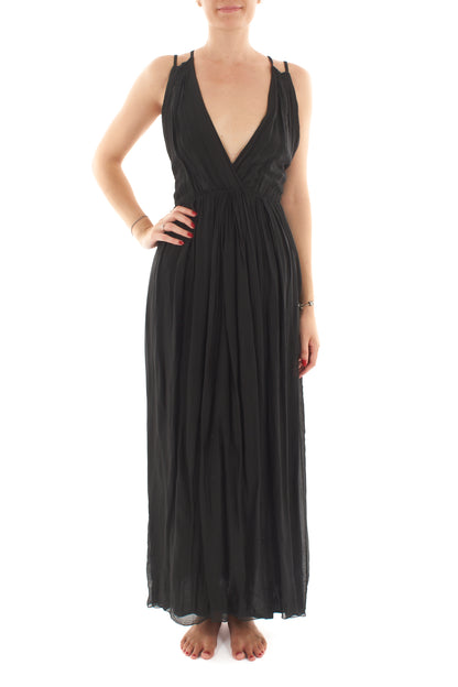 Abito lungo misto seta da Donna Dixie - Nero