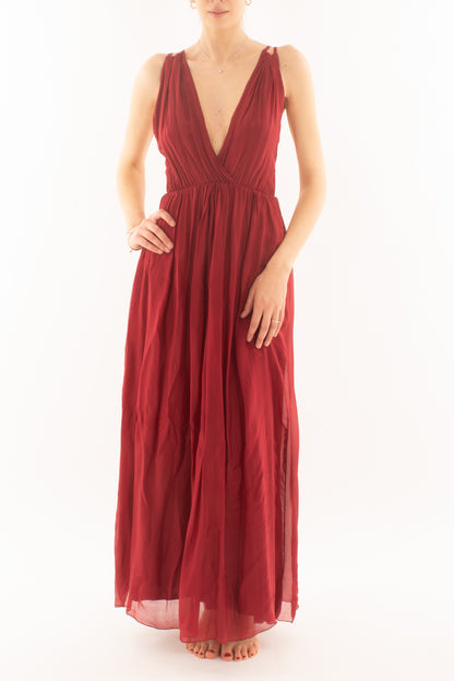 Abito lungo misto seta da Donna Dixie - Rosso india