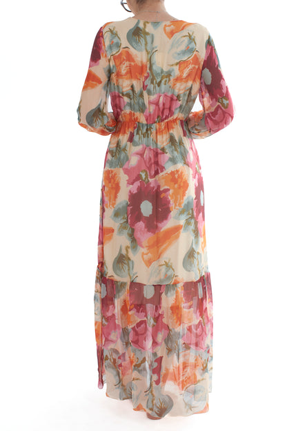 Abito fantasia misto seta da Donna Dixie - Arancio